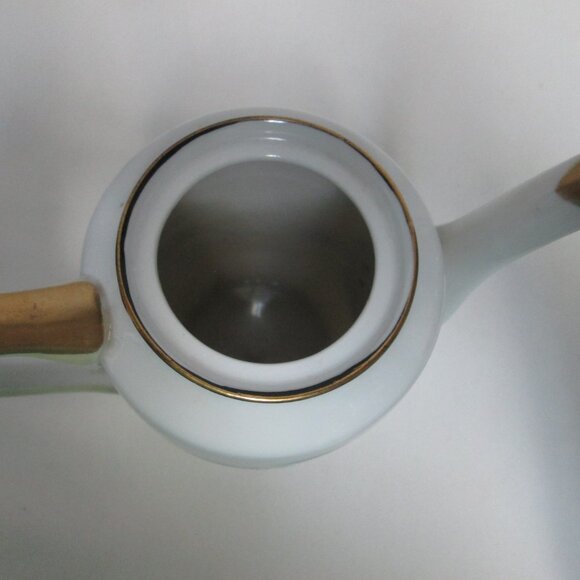 Vintage Porcelain Teapot with Spout Hand-painted Japanese Village 7" tall w/ Lid - Picture 9 of 12